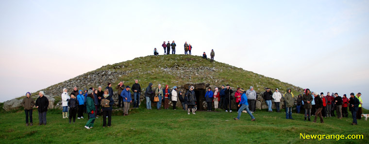 Waiting for the rising sun at Loughcrew Cairn T 