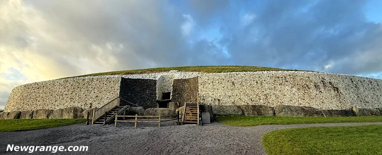 The gleaming white quartz façade of Newgrange, one of the most recognisable features of the monument