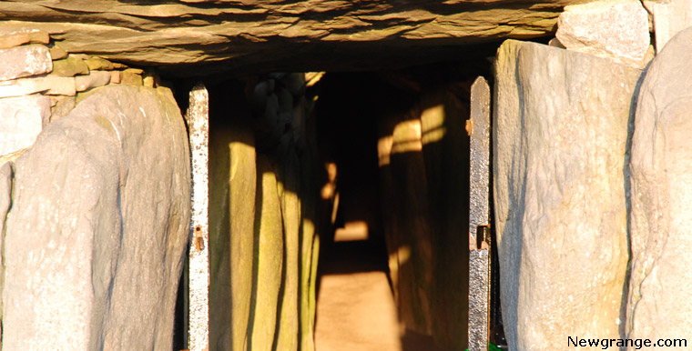 Sunbeam in the Newgrange passage at the Winter Solstice